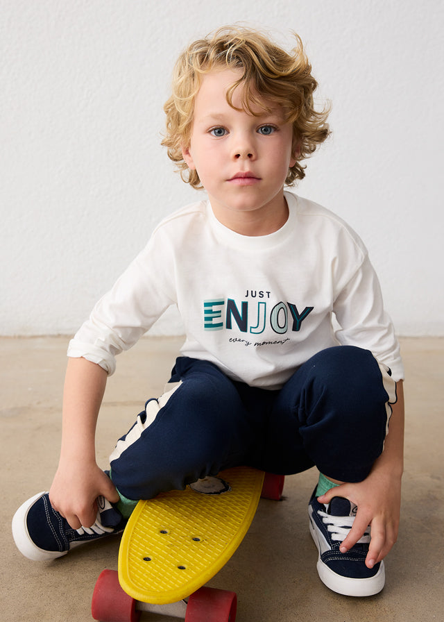 Mayoral Long sleeve T-shirt with puff print - Ivory