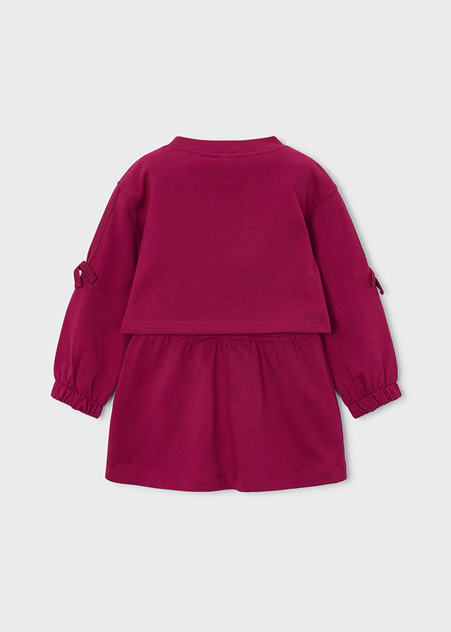 Mayoral Embroidered fleece dress - Cherry