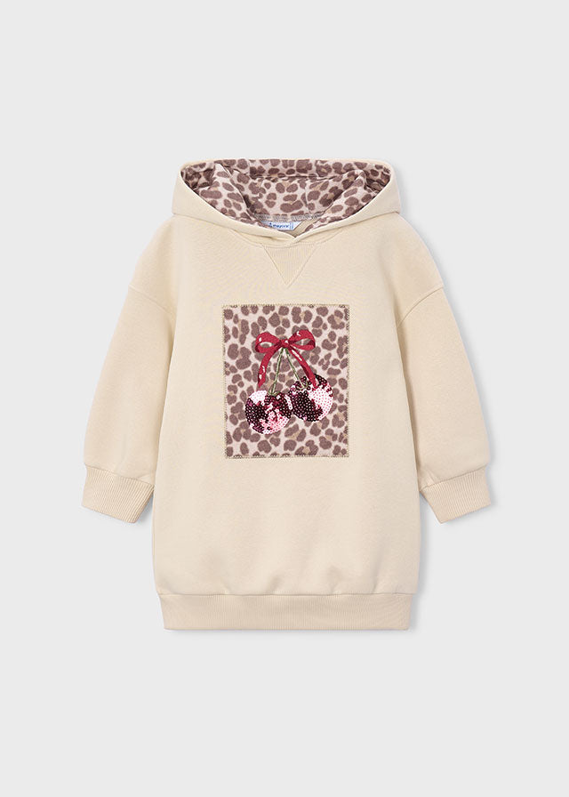 Mayoral Fleece hooded dress - Light khaki