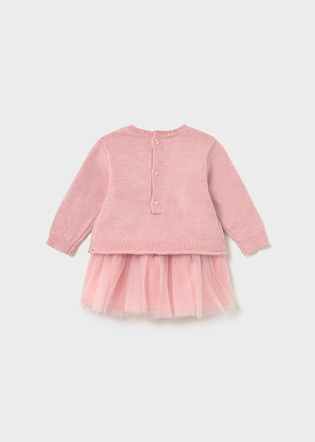 Mayoral Tricot/tulle dress - Heather baby rose