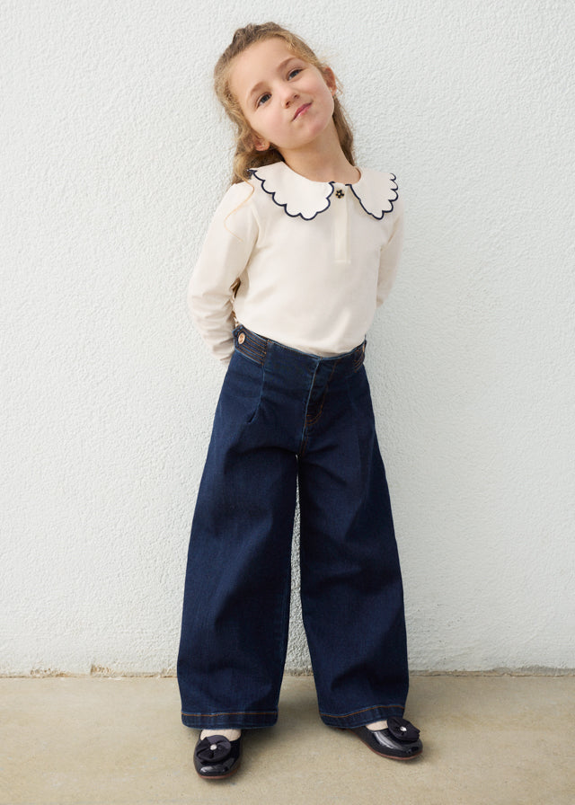 Mayoral Wide leg denim pants - Super dark