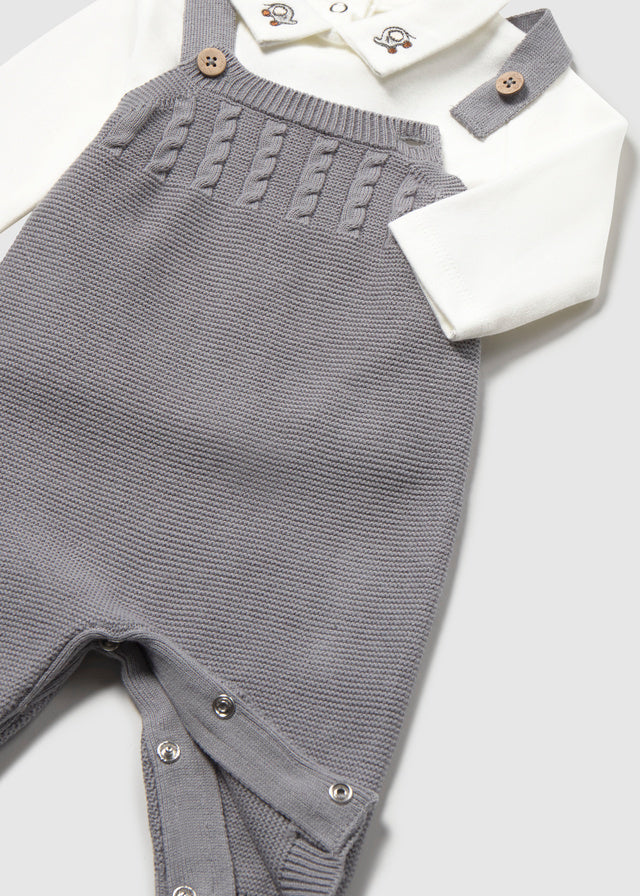 Mayoral Knit dungarees set - Ash