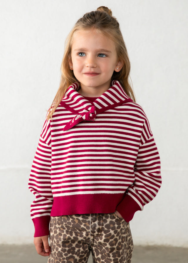Mayoral Scarf-detail sweater - Cherry