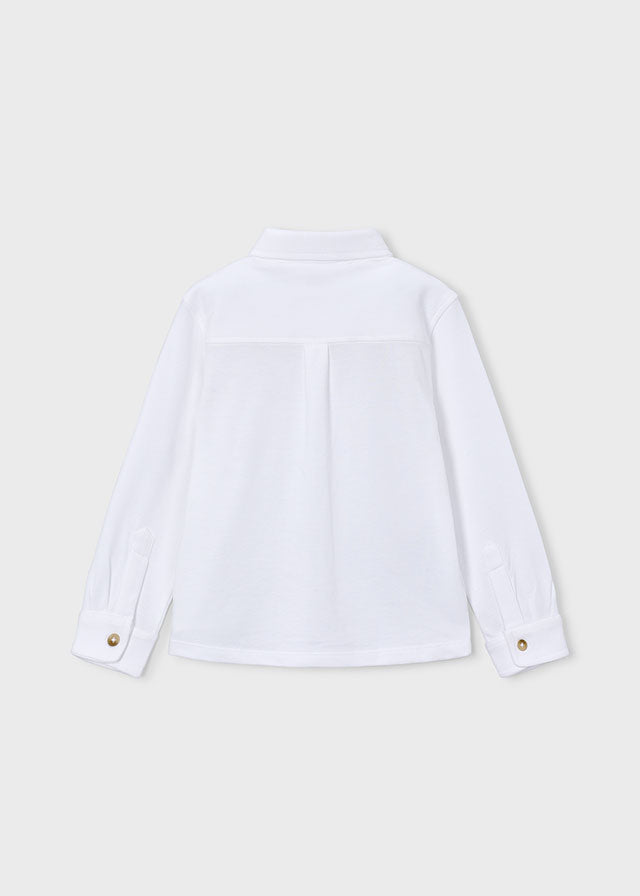 Mayoral Long sleeve pique knit shirt - White
