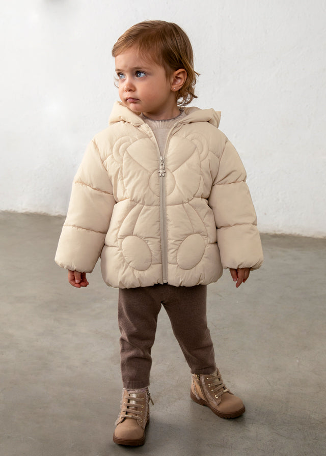 Mayoral Quilted bear puffer jacket - Biscuit