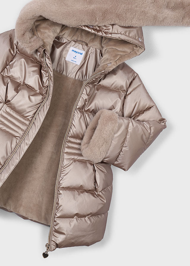 Mayoral Metallic faux fur puffer jacket - Mole