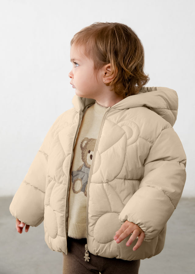 Mayoral Quilted bear puffer jacket - Biscuit