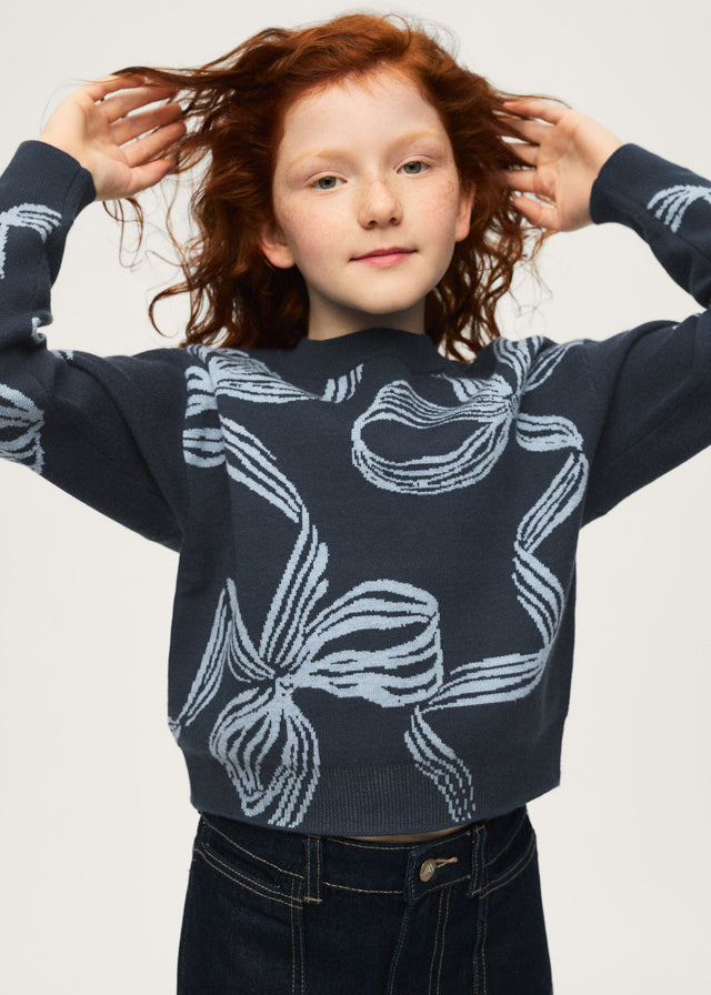 Mayoral Bow-detail sweater - Ink