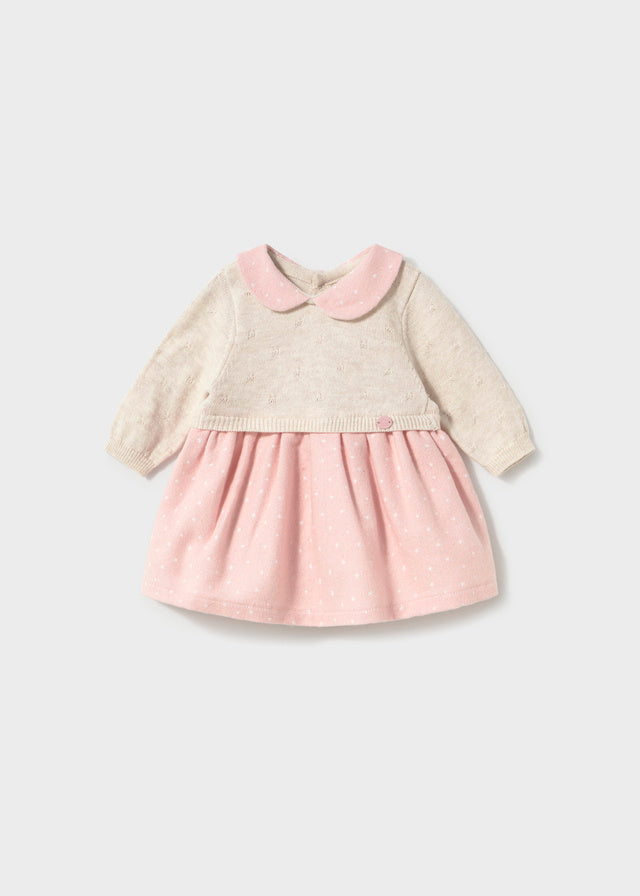 Mayoral Combined knit dress - Baby rose