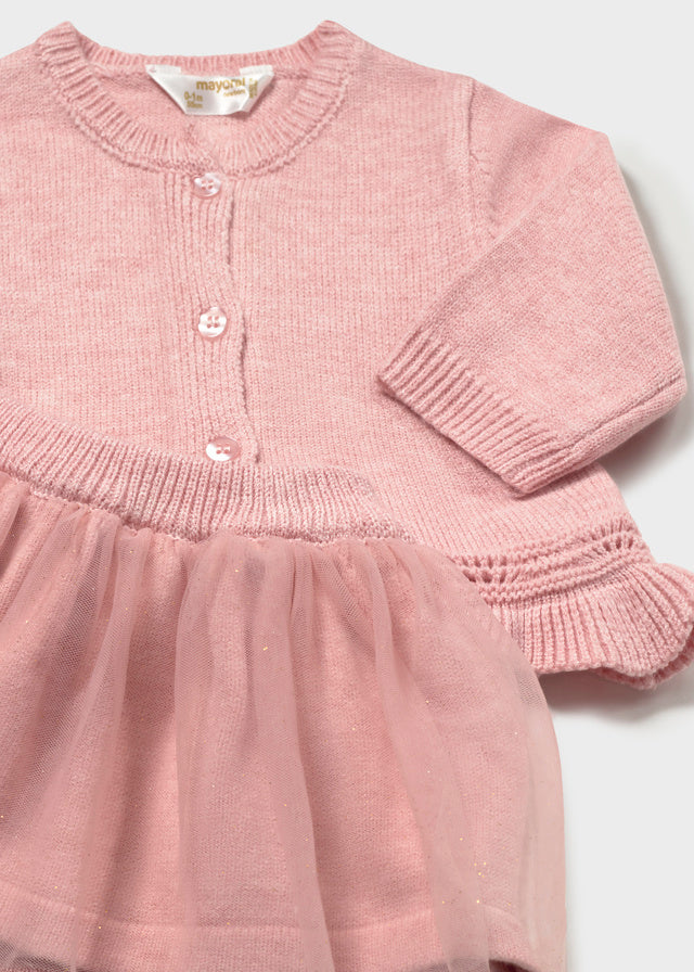 Mayoral Tulle knit skirt set - Baby rose