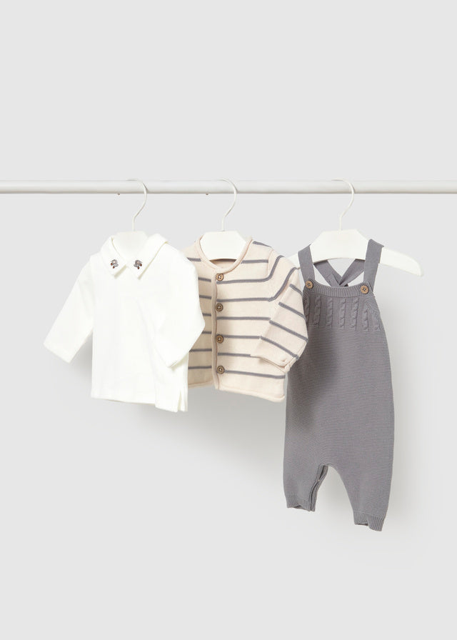 Mayoral Knit dungarees set - Ash