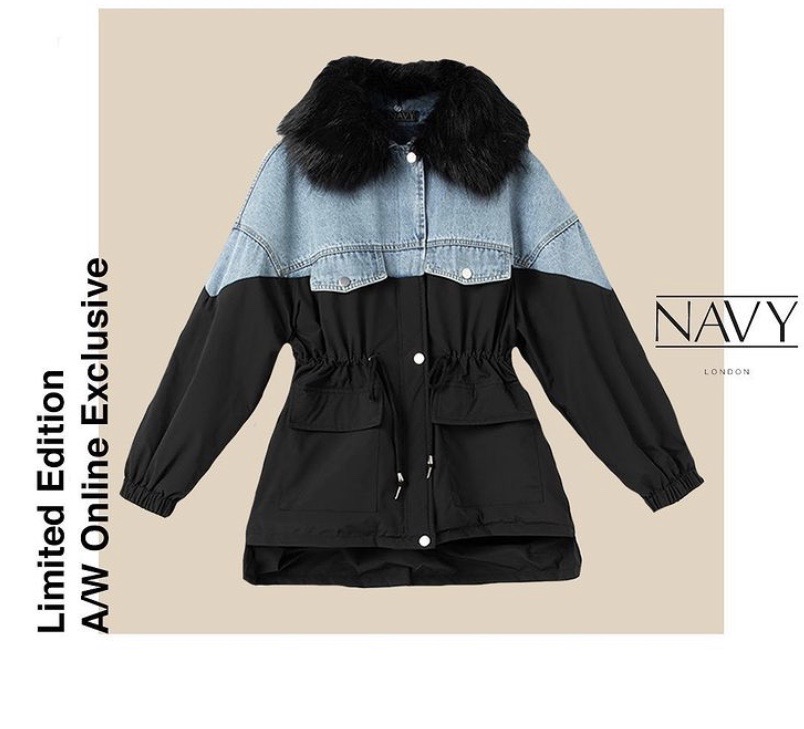 NAVY London Black Padded Coat