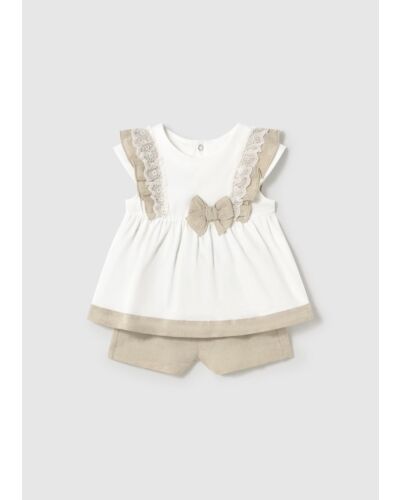 Mayoral Toddler Beige Linen 2pc Set 1236