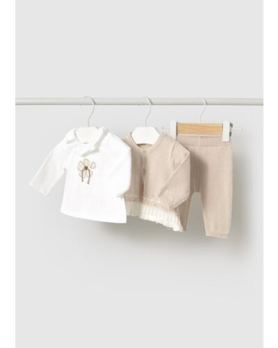 Mayoral Baby Beige Knit 3pc Set 1589