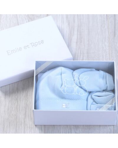 Emile et Rose Blue Hat & Mits Gift Set