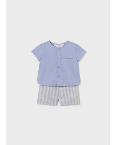 Mayoral Baby Blue Shirt & Stripe Shorts 1219