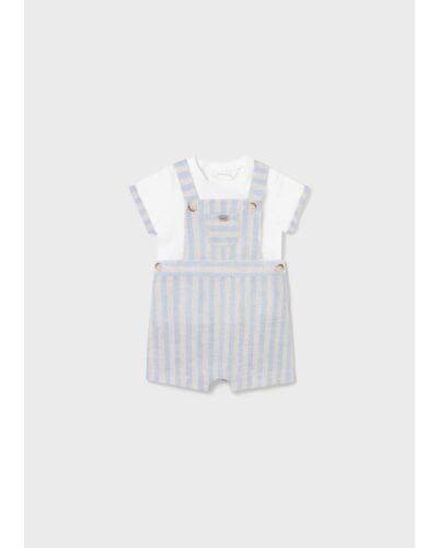 Mayoral Baby Blue Stripe Dungarees & Top 1637